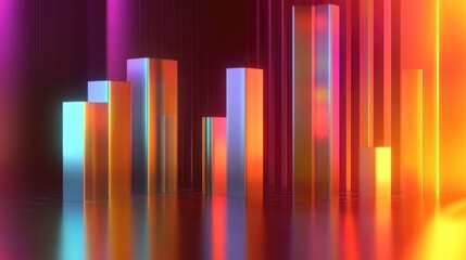 Poster - Colorful Abstract Bars with Reflections in Neon Light