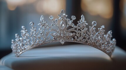 Poster - Dazzling crystalencrusted diadem with a modern design placed on a minimalist background showcasing its sparkling and sophisticated look