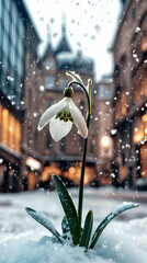 Flower on snow in London