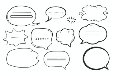 Poster - A collection of blank speech and thought bubbles in a comic style on a white background.