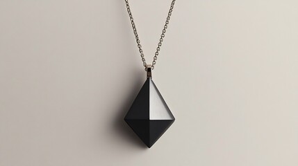 Poster - Minimalist pendant featuring a geometric design centered on a plain monochrome background showcasing modern elegance and subtle sophistication