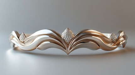 Poster - Minimalist platinum tiara with a sleek elegant form isolated on a clean background highlighting its contemporary and sophisticated style