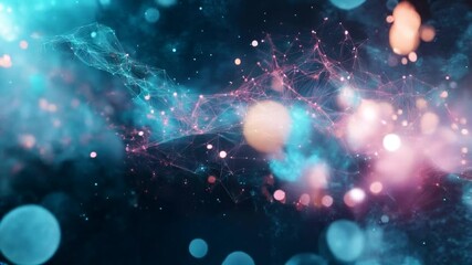 Poster - Abstract attractive technological background with the movement of a flowing wave of data transmission in stylish high-tech colors. Digital data flow concept