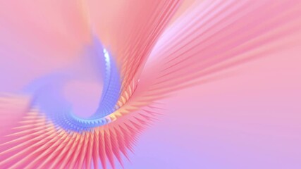Poster - Digital loop animation of a spiral figure in the shape of a Moebius ring consisting of many pointed pyramids with a bright blue-pink gradient. Depth of field effect. 3d rendering 4K