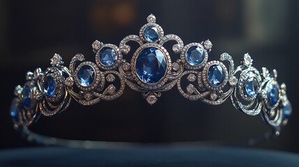 Poster - Regal gemstonestudded diadem with a bold and striking appearance resting on a minimalistic background highlighting its glamorous and eyecatching style