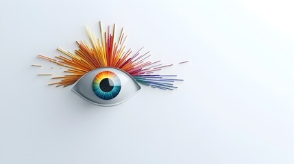 Wall Mural - spectrum rays emanating from 3d eye model on clean background