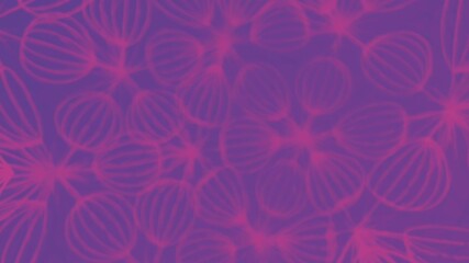 Poster - Abstract digital seamless loop animation of a geometric figure with smooth oval patterns created by thin, soft pink glowing lines on a blue background. 3d rendering. 4K, Ultra HD resolution
