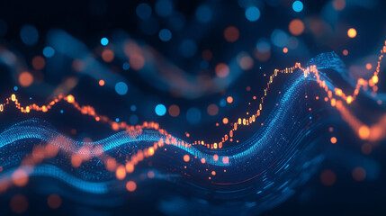 Poster - a 3d chart showing business growth on a dark blue background. it represents financial growth and inv