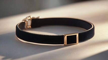 Poster - Sleek black velvet choker with a minimalist gold clasp isolated on a clean minimalistic background highlighting its elegant and modern design