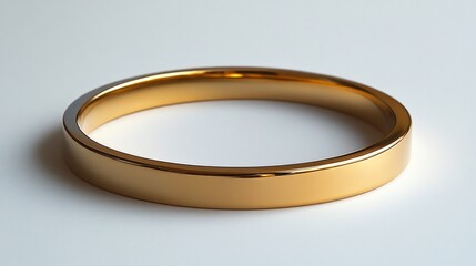 Aufkleber - Sleek gold bangle with smooth edges centered on a minimalistic white background showcasing the simple elegance of modern jewelry design