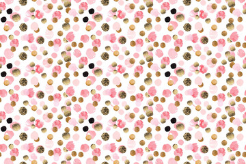 pink and gold dots seamless texture pattern. background for cloth