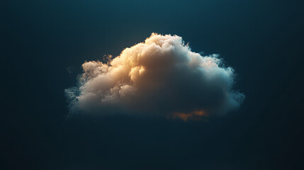 Poster - A shimmering cloud, like a hologram, floats against a dark background. This represents cloud computing and storing large amounts of data.