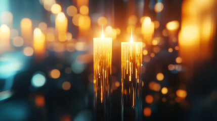 Poster - a shiny candlestick chart stands out against a blurry background, perfect for showcasing your financ