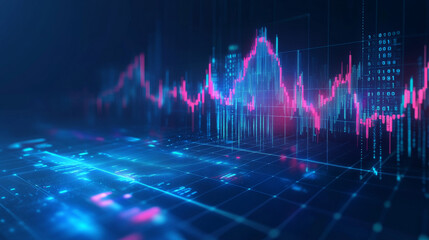 Poster - a modern platform for trading and investing, visualized with a futuristic, blue background showing d
