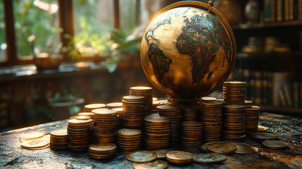 Wall Mural - globe and coins