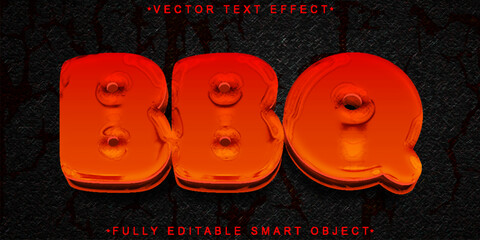 Poster - Red Grill BBQ Vector Fully Editable Smart Object Text Effect