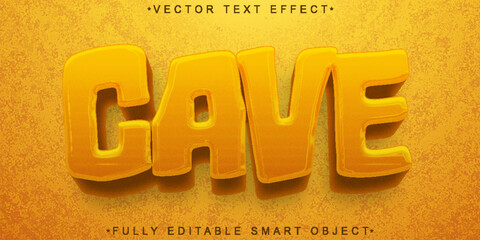 Poster - Cartoon Yellow Cave Vector Fully Editable Smart Object Text Effect