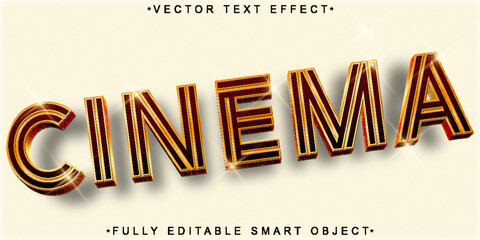 Poster - Yellow Cinema Vector Fully Editable Smart Object Text Effect