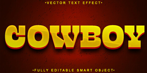 Poster - Worn Western Cowboy Bronze Vector Fully Editable Smart Object Text Effect