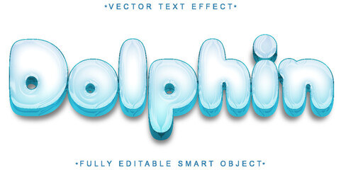 Poster - Cartoon Dolphin Vector Fully Editable Smart Object Text Effect