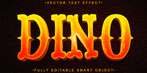 Poster - Cartoon Orange Dino Vector Fully Editable Smart Object Text Effect