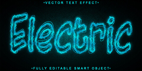 Poster - Blue Electric Shock Vector Fully Editable Smart Object Text Effect