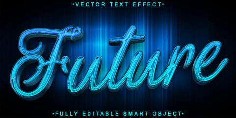 Aufkleber - Dark Blue Future Vector Fully Editable Smart Object Text Effect
