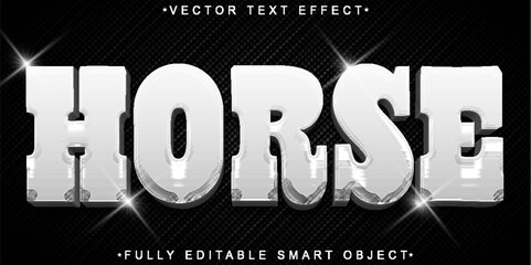 Poster - Cartoon Horse Brown Vector Fully Editable Smart Object Text Effect