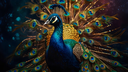 Naklejka na meble peacock in front of a background, ai generated
