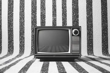 Retro television with white noise / high contrast image with generative ai