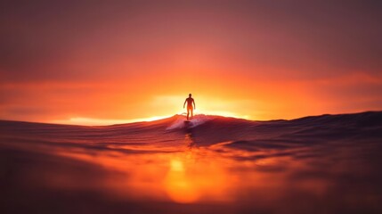 surfer silhouette against vibrant sunset