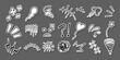 © Konstantin - Manga or anime comic emoticon element graphic effects hand drawn doodle vector illustration set isolated on gray background. Sticker style manga doodle line expression scribble anime mark collection