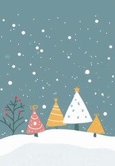 Christmas background with tree and snow illustration.