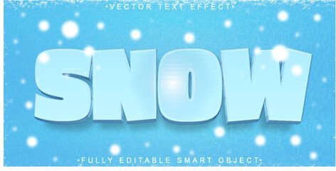 Poster - Cartoon Winter Snow Vector Fully Editable Smart Object Text Effect