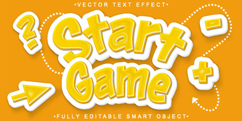Aufkleber - Cartoon Yellow Start Game Vector Fully Editable Smart Object Text Effect