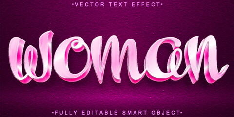 Poster - Purple Cartoon Women Vector Fully Editable Smart Object Text Effect