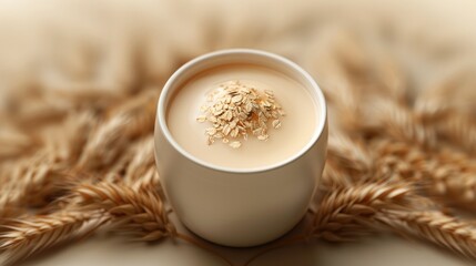 Poster - Oatmeal milk isolated on white background.