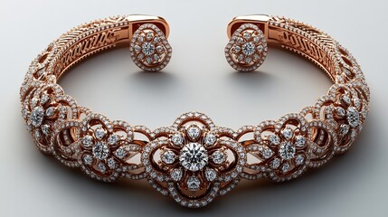 Poster - Beautiful 3D gold necklace adorned diamonds paired with matching earrings set against a pristine white background for a luxurious and glamorous look