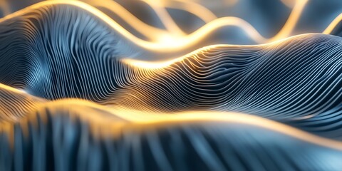 Poster - A wave of light blue and yellow colors. The colors are very bright and the wave is very long