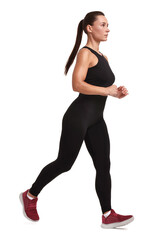 Sticker - Woman in sportswear running on white background