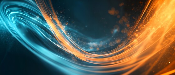 Poster - A blue and orange swirl with a lot of sparkles. The blue and orange colors create a sense of movement and energy. The sparkles add a sense of depth and dimension to the image. Overall