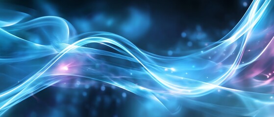 Fototapete - A blue wave with pink and purple streaks. The blue color is very bright and the pink and purple streaks add a sense of movement and energy to the image
