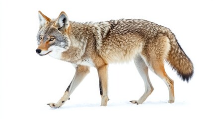  Coyote in Winter Snow: Lone Canis latrans Hunting in Canadian Nature, Wildlife Photography