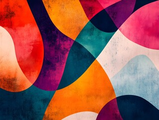 Poster - Abstract Colorful Geometric Shapes Background with Vintage Texture