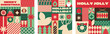 © HelenArt - Merry Christmas retro minimalist geometric design holiday card set