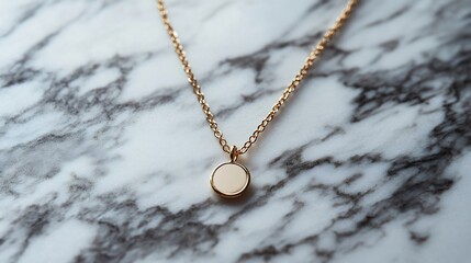 Fototapete - Delicate gold chain a minimalist diamondencrusted pendant exuding understated elegance and fine craftsmanship placed against a marble surface