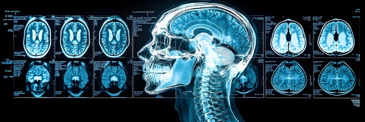 Aufkleber - 3D rendering of the detailed human brain anatomy,including the cerebrum,cortex,skull,nerves and neurons,for medical diagnostic,neuroscience research and neurological applications.