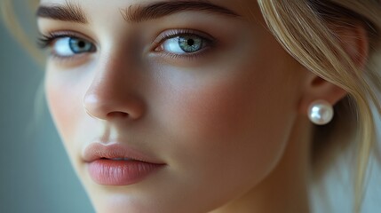 Fototapete - Delicate pearl studs a classic design isolated on a soft minimalistic surface highlighting their understated elegance and natural beauty