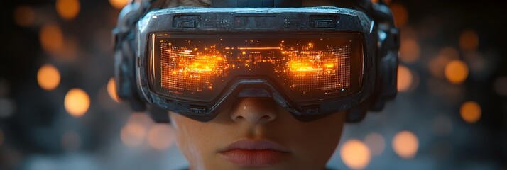 Poster - AI-powered virtual reality simulation technology depicted as a means to control and manipulate human behavior and decision-making. Futuristic.