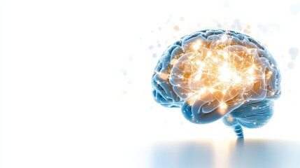 Fototapete - Glowing Brain with Digital Connections in High Quality